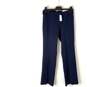 LOFT Navy Blue Original Fit Dress Trousers NWT Belted Waist Cutout Stretch